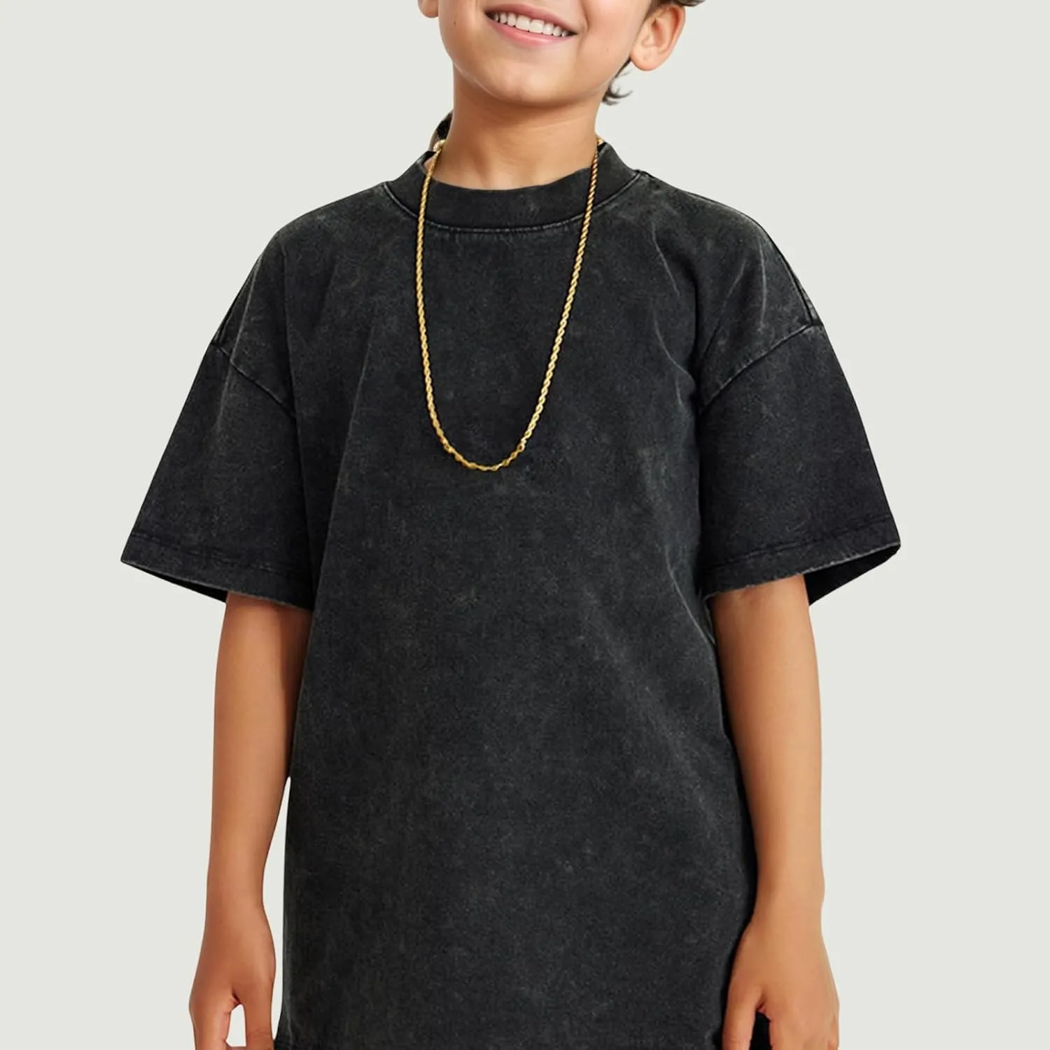 Oversized Boys Tshirts Kids Cotton Blank T Shirts Unisex Basic Tees Acid Wash Tshirt Solid Youth Short Sleeve Tops
