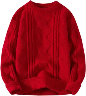 Oversized Cable Knitted Sweaters for Women Stretch Soft Pullover Top Solid Color Fashion Knit Sweater Shirt