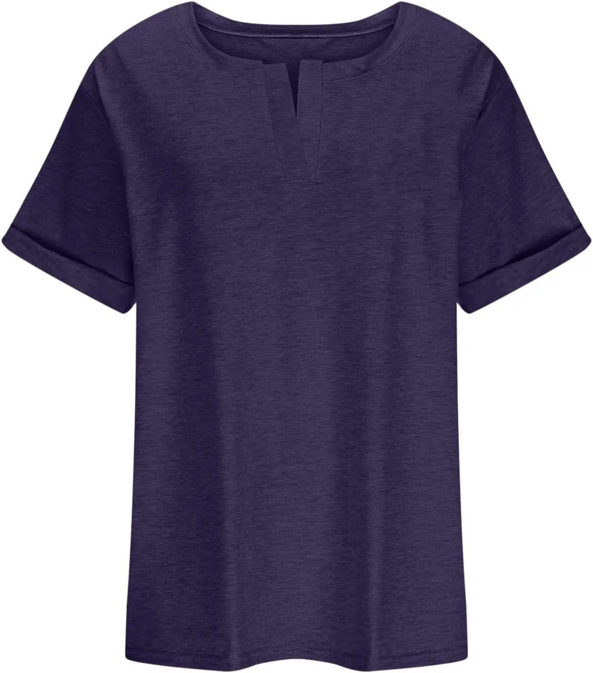 Oversized Tshirts for Women Cutout V Neck Summer Tops Casual Short Sleeved Dressy Blouse Loose Solid Flowy Shirts