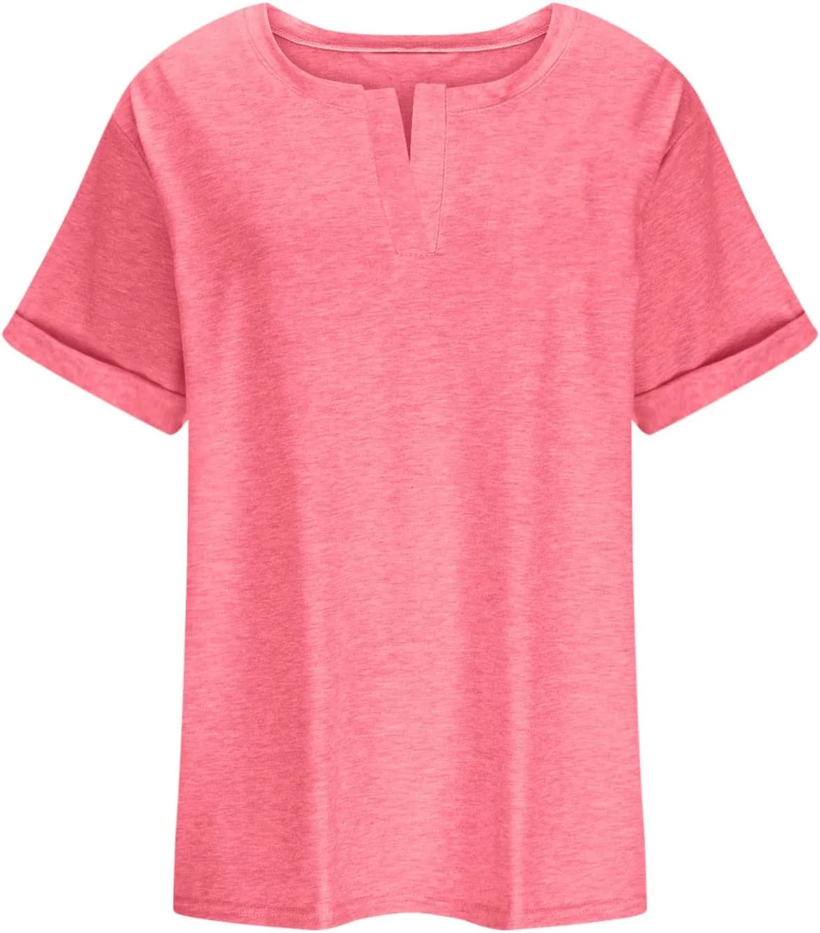 Oversized Tshirts for Women Cutout V Neck Summer Tops Casual Short Sleeved Dressy Blouse Loose Solid Flowy Shirts