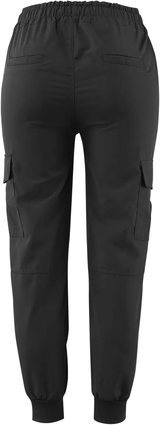 Petite Length Cargo Joggers Pants for Women Drawstring Elastic Waist Cropped Pants with Flap Pockets Athletic Fit Hiking Pant