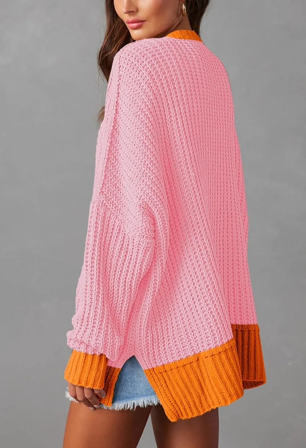 Pink Queen Women's 2024 Fall Winter Long Sleeve Cardigan Casual Open Front Oversized Knit Sweater Outerwear with Pockets