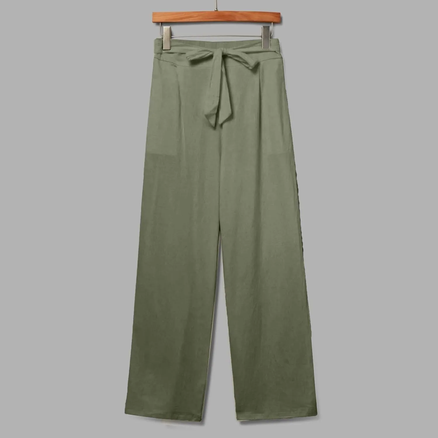 Plus Size Linen Pants for Women Straight Leg Lightweight Summer Pants Casual Loose High Waisted Lounge Pants w/Pockets