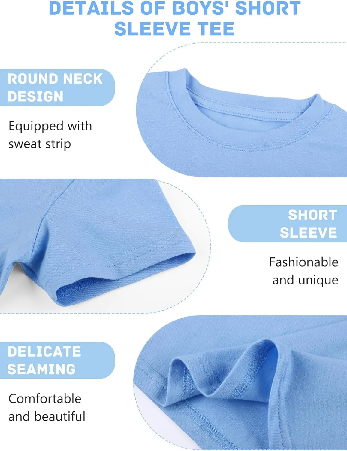 Poroka 5 Pack Toddler Boys Short Sleeve Cotton T-Shirt Crew Neck T-Shirt for Baby Toddler, 4 Sizes