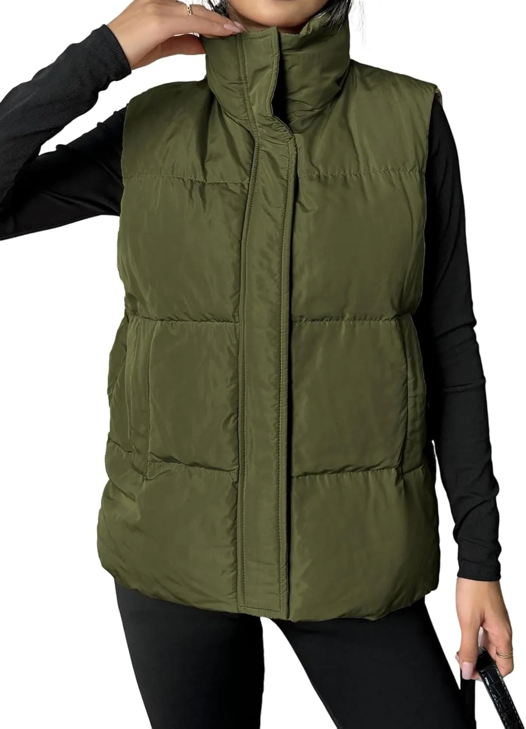Puff Vest for Women Collared Sleeveless Sweaters Casual Zip Up Puffer Jackets Lightweight Down Vest Padded Outerwear