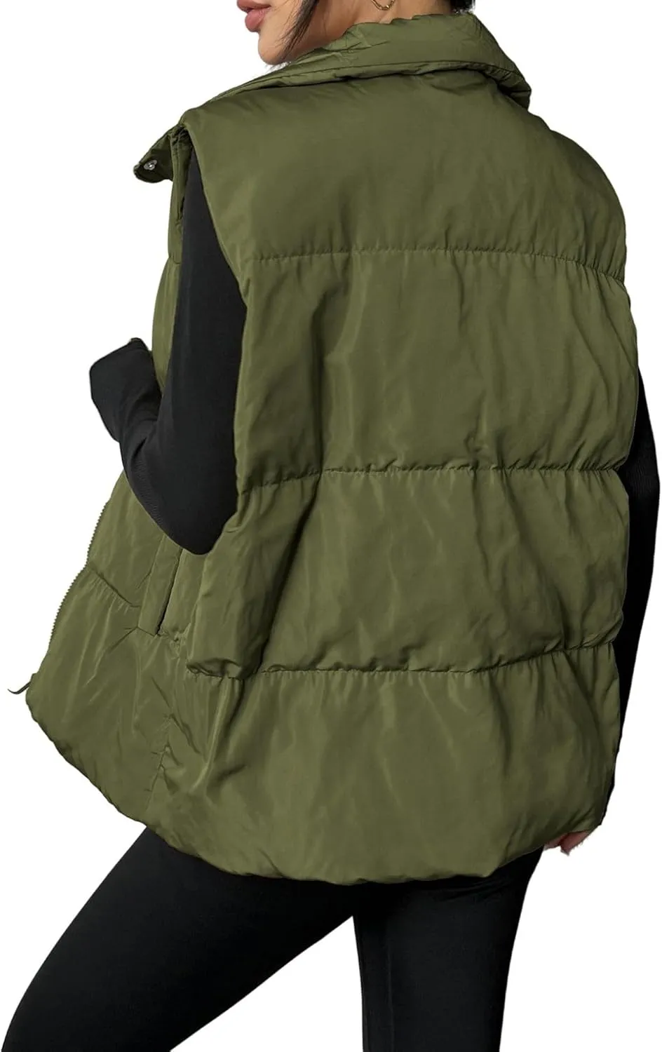 Puff Vest for Women Collared Sleeveless Sweaters Casual Zip Up Puffer Jackets Lightweight Down Vest Padded Outerwear