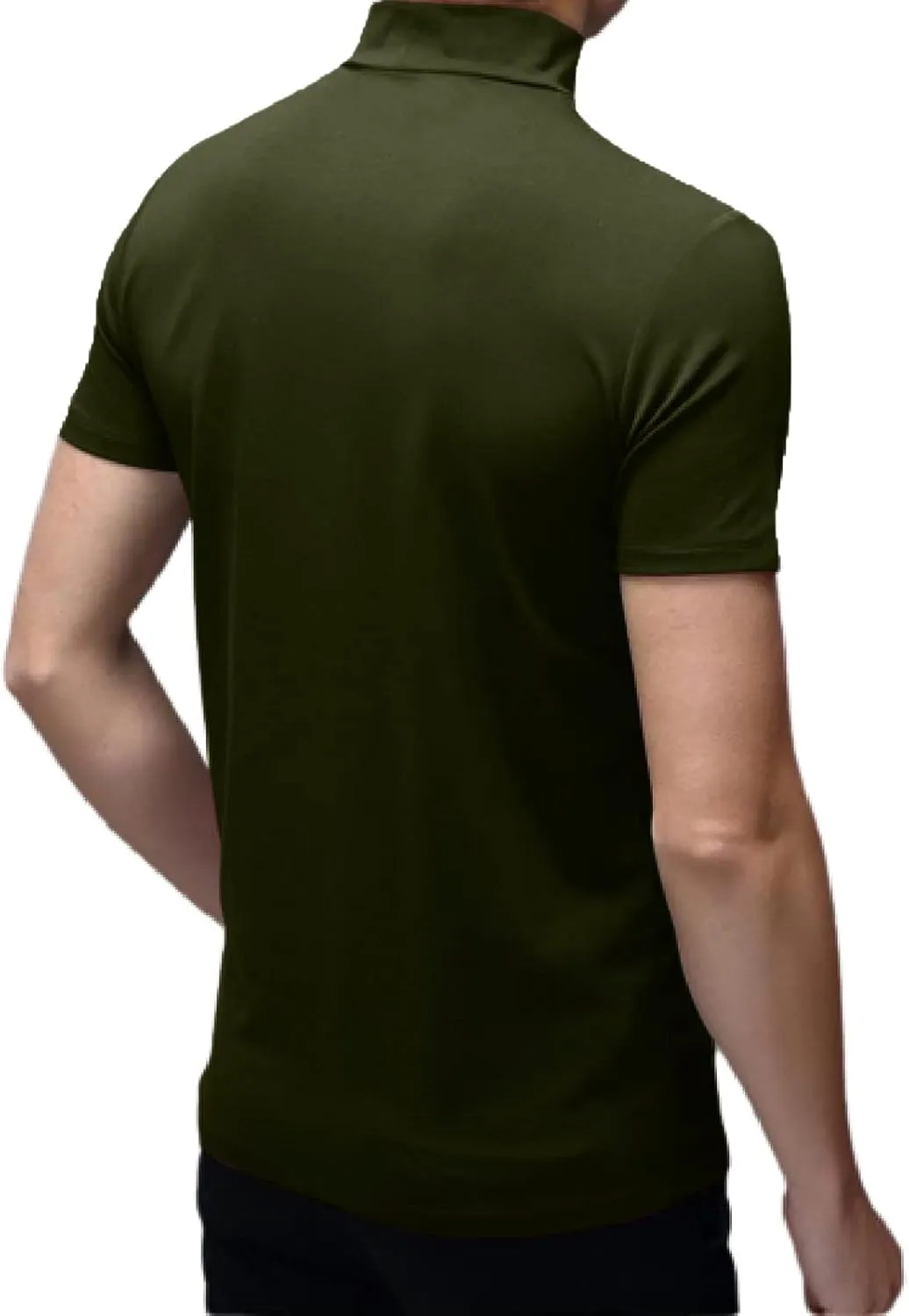 Rela Bota Mens Fashion T-Shirts Undershirts Thermal Underwear Tops Half Turtleneck Short Sleeve Slim Fit Basic Pullover Tees