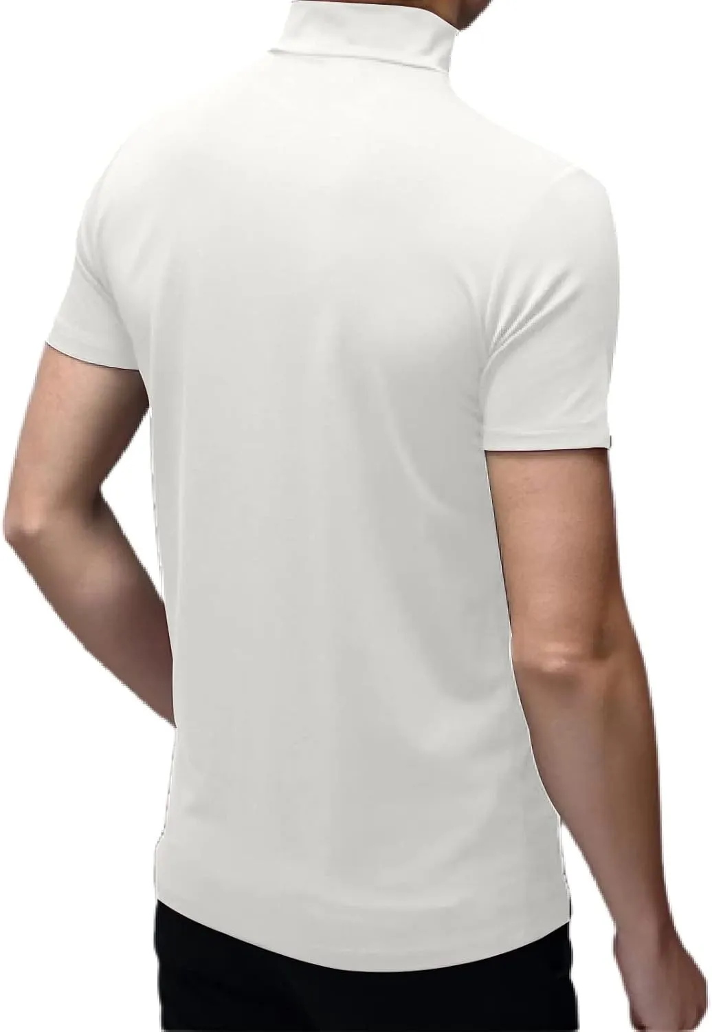 Rela Bota Mens Fashion T-Shirts Undershirts Thermal Underwear Tops Half Turtleneck Short Sleeve Slim Fit Basic Pullover Tees
