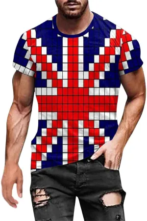 Retro Union Jack Vintage British Flag T-Shirt for Men Great Britain UK T-Shirt Casual Short Sleeve Tee Shirts Summer Tee Tops
