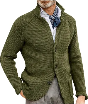 RTRDE Mens Cardigan Sweater Jackets Long Sleeve Shawl Collar Buttons Down Cable Knit Cardigan Sweater Casual, S-3XL