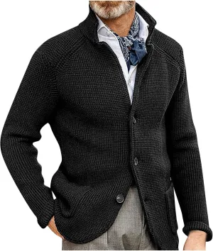 RTRDE Mens Cardigan Sweater Jackets Long Sleeve Shawl Collar Buttons Down Cable Knit Cardigan Sweater Casual, S-3XL