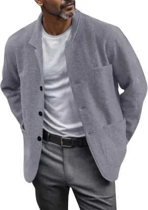 Shirt Jacket For Men Button Down Winter Casual Shirts Solid Long Sleeve Cardigan With Pockets