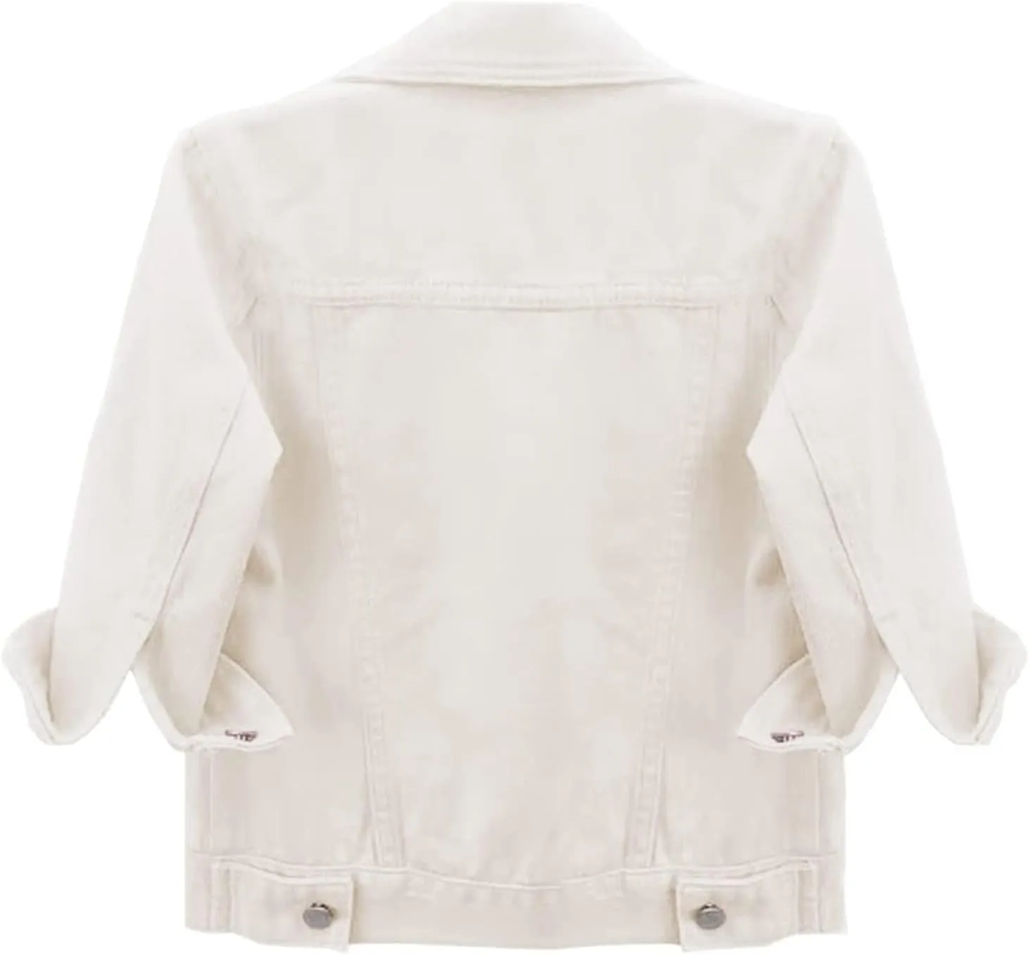 Short Sleeve Denim Jacket for Women Cropped Jean Jacket 3/4 Sleeve Short Jackets Button Down Crop Trucker Jean Coats
