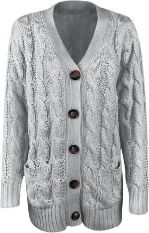 Sinzelimin Women's Chunky Knit Cardigan Sweaters Button Down Open Front Oversized Jacket Fall Coat Outerwear 2024 Trendy