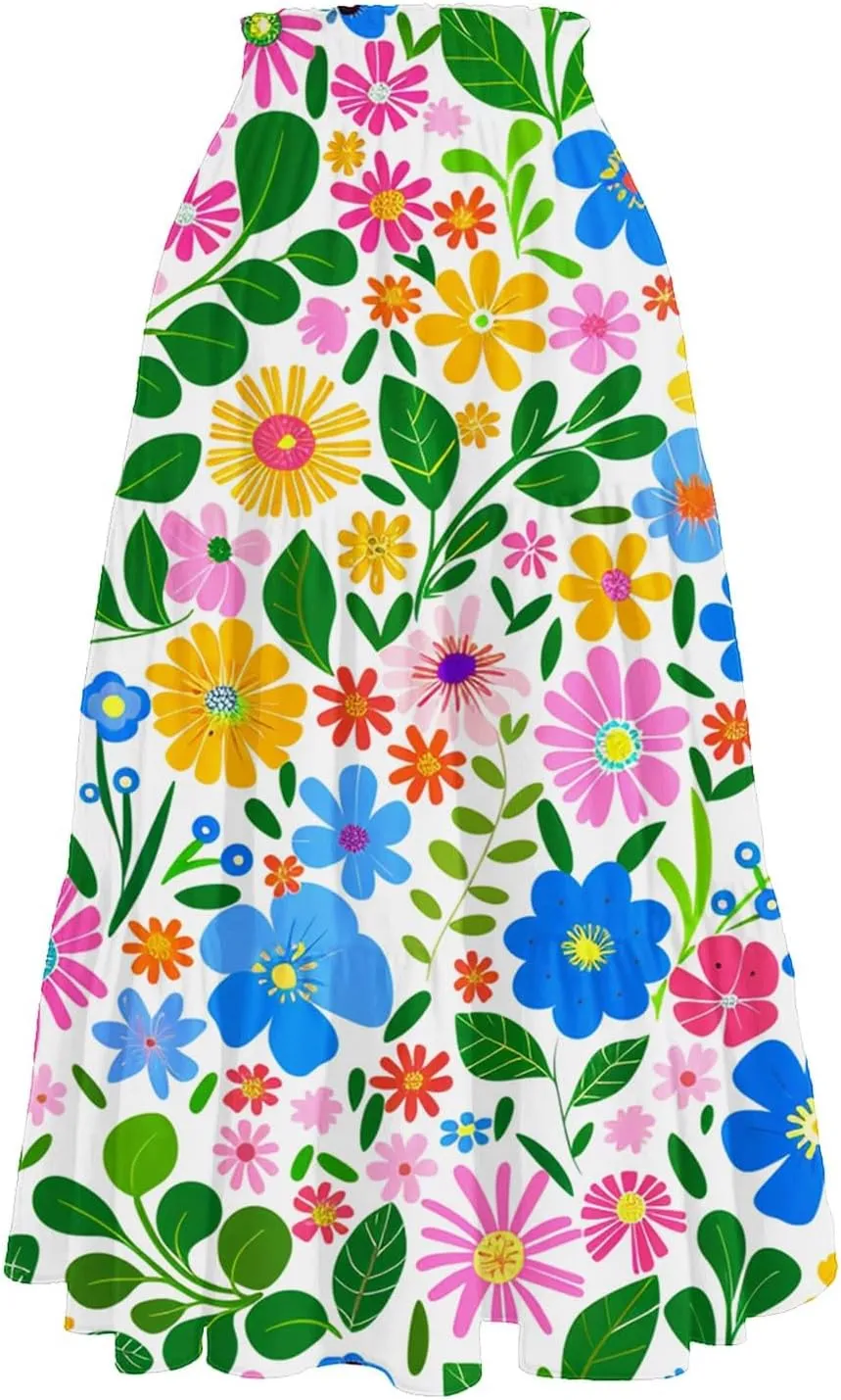 Skirts for Girls High Waist Flowy Maxi Skirt A-Line Long Skirt Boho Summer