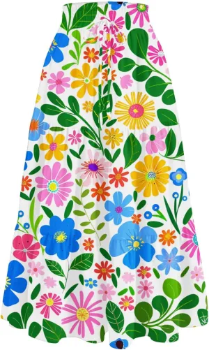 Skirts for Girls High Waist Flowy Maxi Skirt A-Line Long Skirt Boho Summer