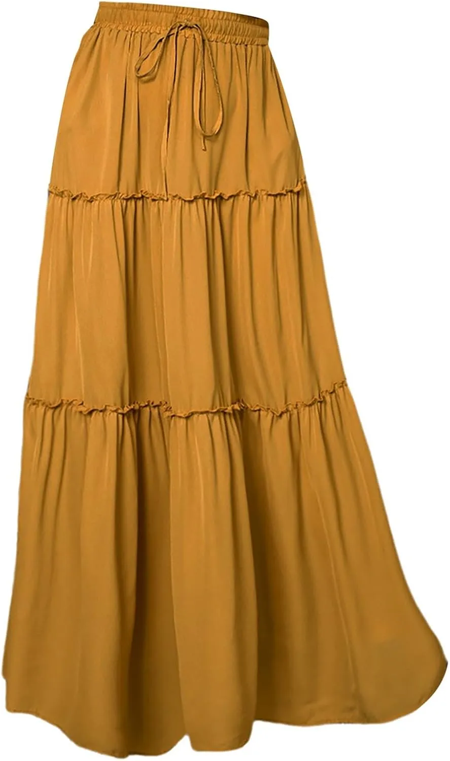 Skirts for Women Summer Boho Floral Print Elastic Waist A Line Maxi Skirt Tiered Flowy Beach Vacation Long Skirts