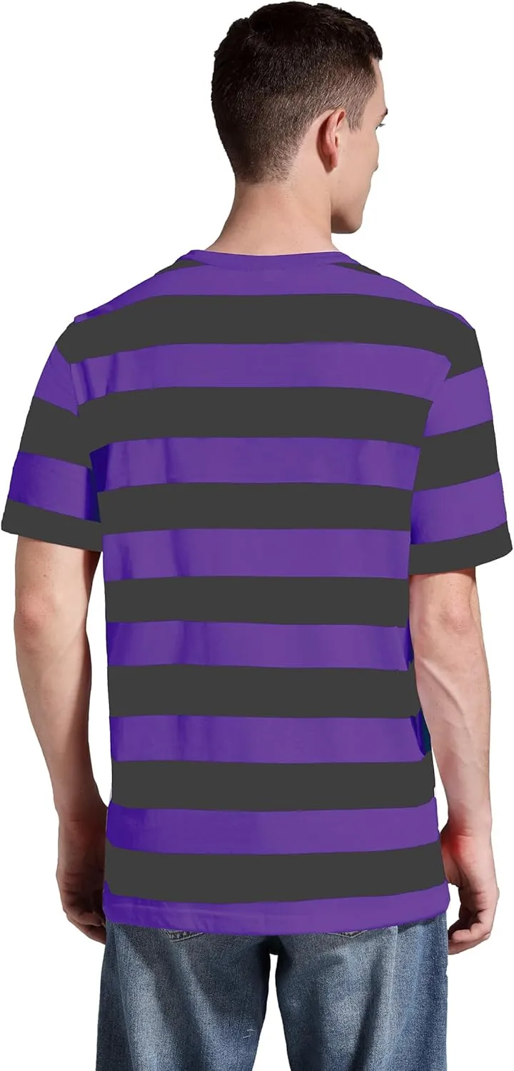 Striped Shirt Men Wide Stripes T Shirts Short Sleeve Crewneck Tee Basic Casual Tshirt