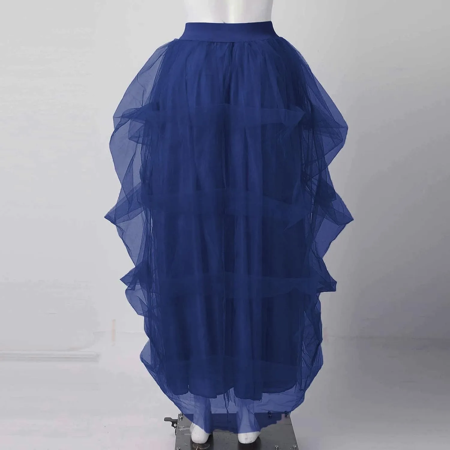 Summer Skirt for Women Party Dance Trendy Sheer Loose Fit High Elastic Waist Ruffle Hem Long Mesh Skirts Dress Clubwear