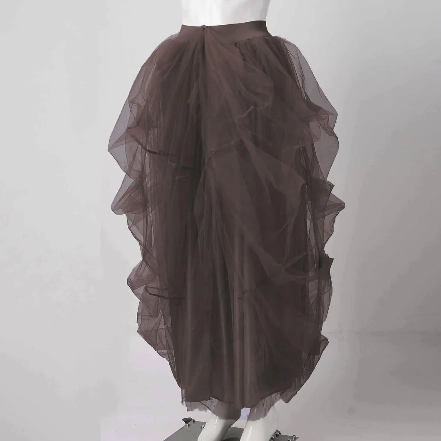 Summer Skirt for Women Party Dance Trendy Sheer Loose Fit High Elastic Waist Ruffle Hem Long Mesh Skirts Dress Clubwear