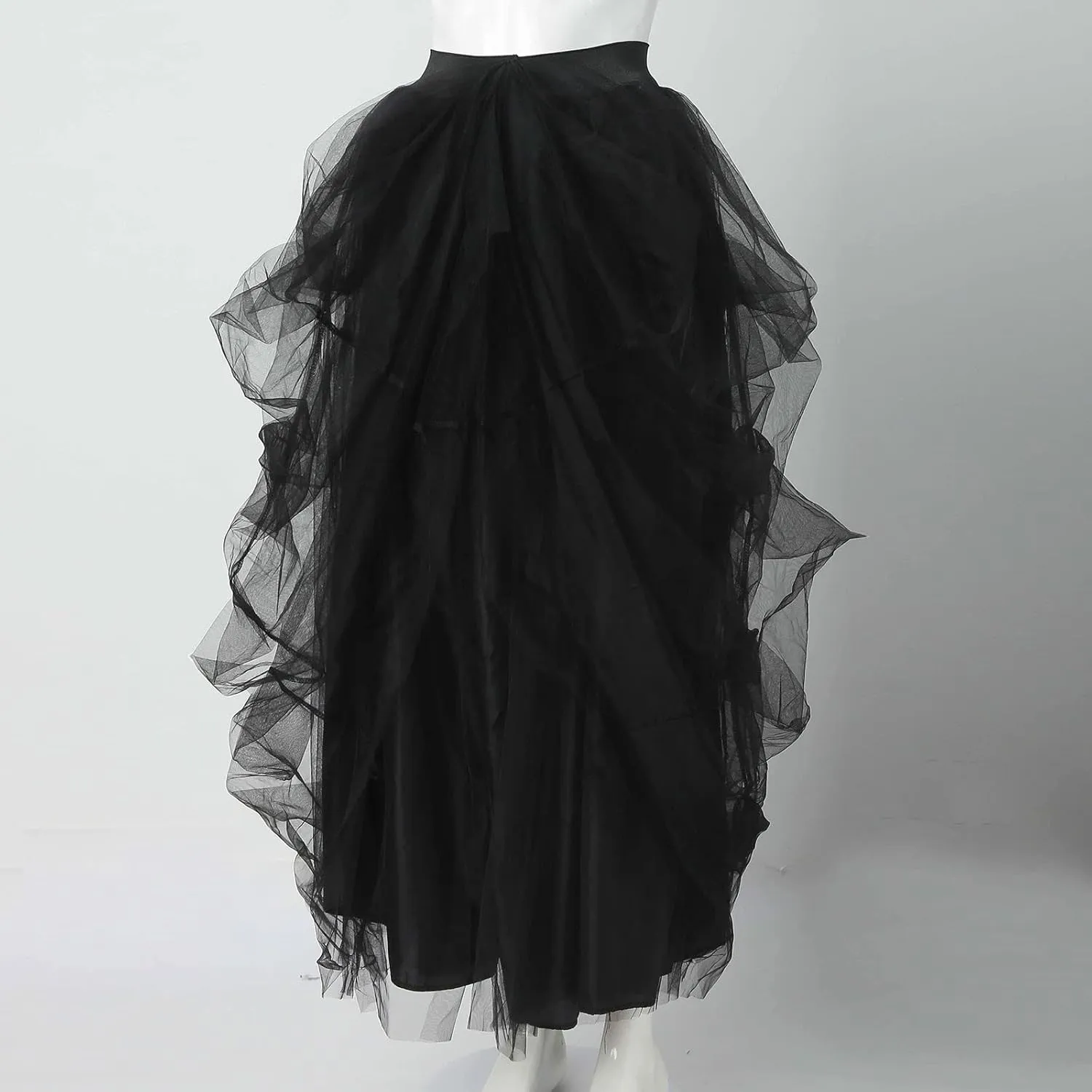 Summer Skirt for Women Party Dance Trendy Sheer Loose Fit High Elastic Waist Ruffle Hem Long Mesh Skirts Dress Clubwear