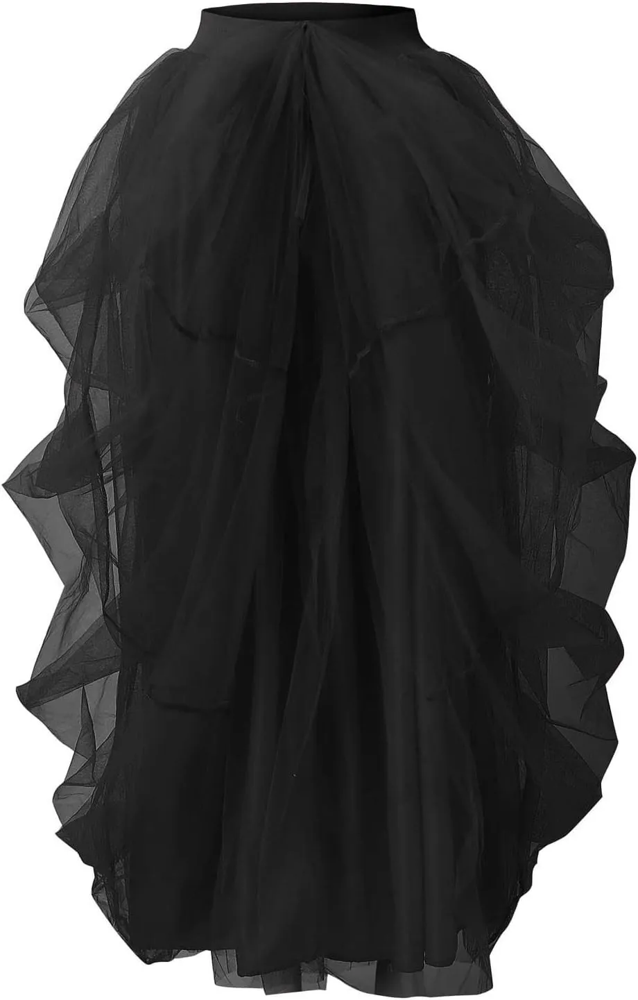 Summer Skirt for Women Party Dance Trendy Sheer Loose Fit High Elastic Waist Ruffle Hem Long Mesh Skirts Dress Clubwear