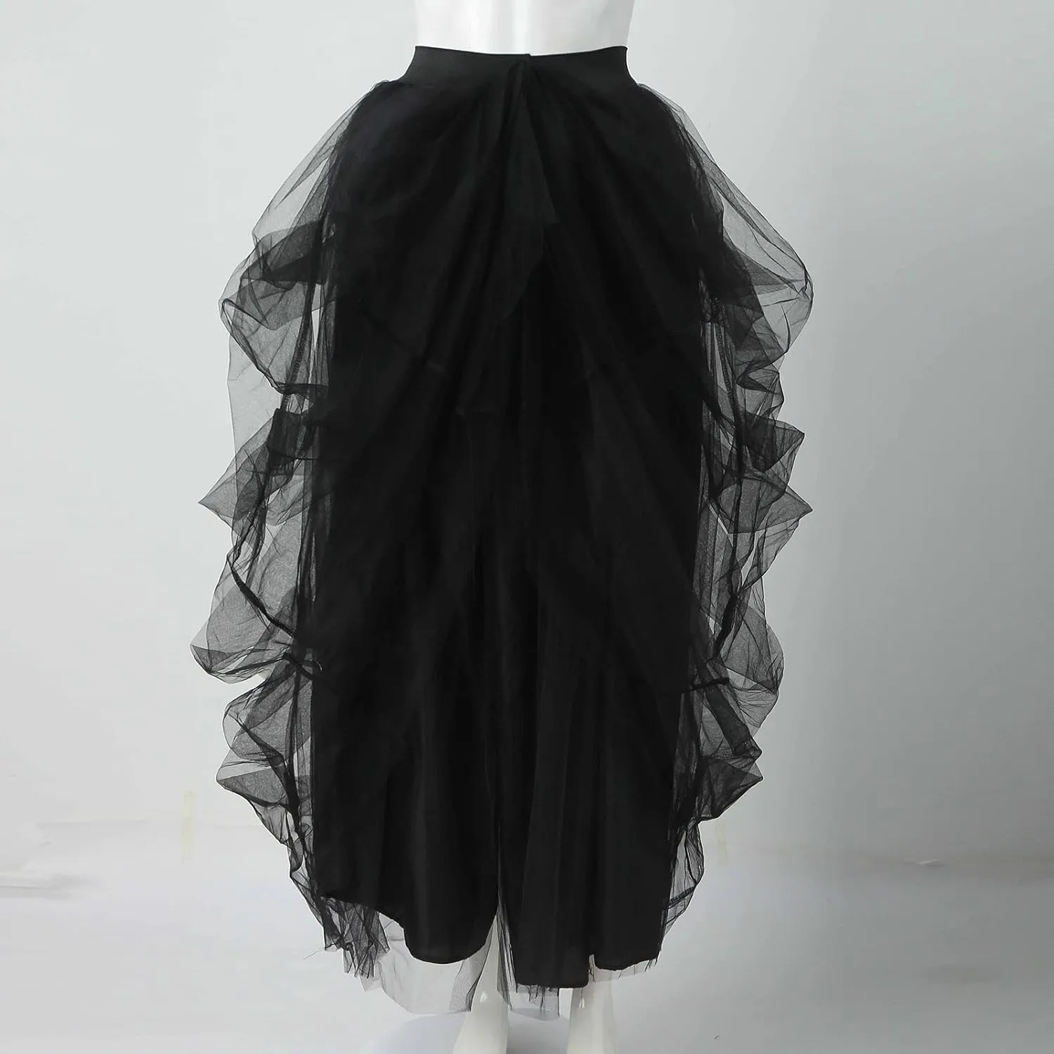 Summer Skirt for Women Party Dance Trendy Sheer Loose Fit High Elastic Waist Ruffle Hem Long Mesh Skirts Dress Clubwear