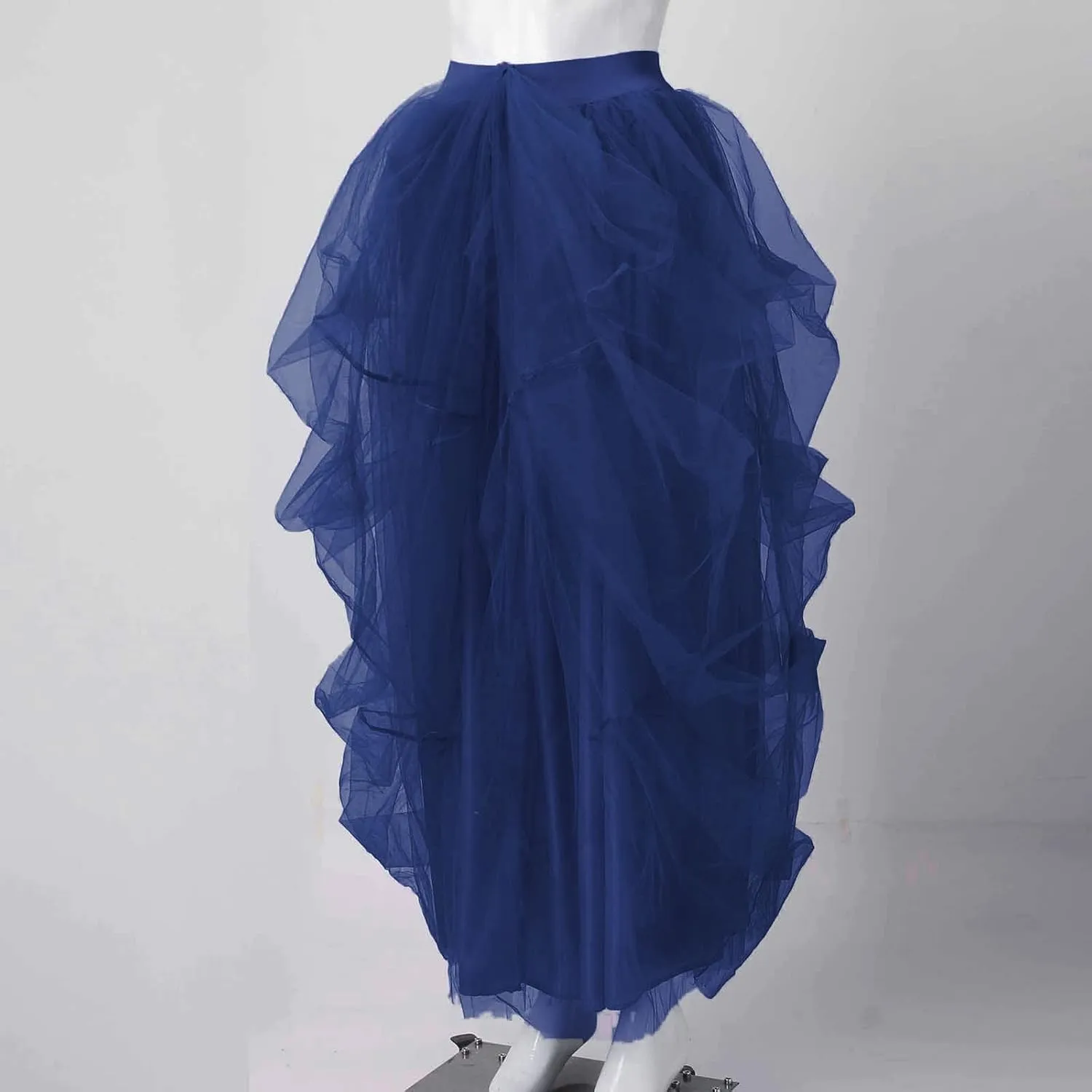 Summer Skirt for Women Party Dance Trendy Sheer Loose Fit High Elastic Waist Ruffle Hem Long Mesh Skirts Dress Clubwear