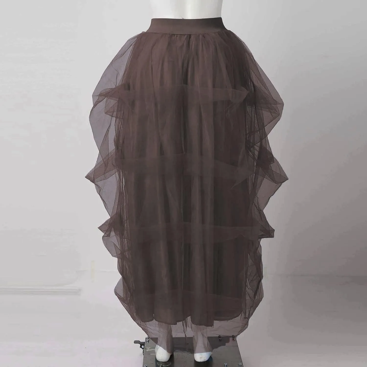 Summer Skirt for Women Party Dance Trendy Sheer Loose Fit High Elastic Waist Ruffle Hem Long Mesh Skirts Dress Clubwear