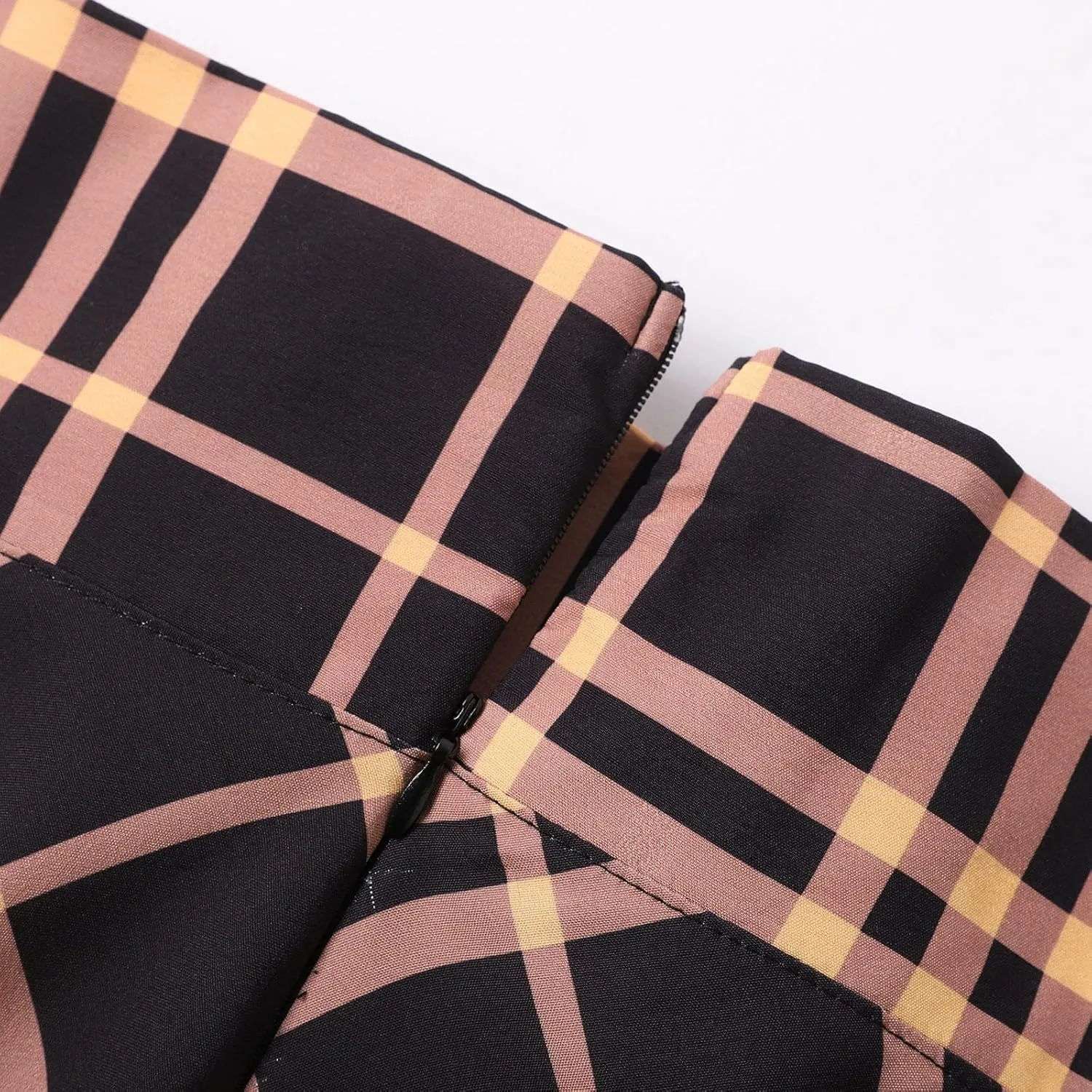 Summer Skirt for Women Trendy Plaid Tummy Control High Waist Back Zipper A-Line Pleated Maxi Short Skirts for Girls