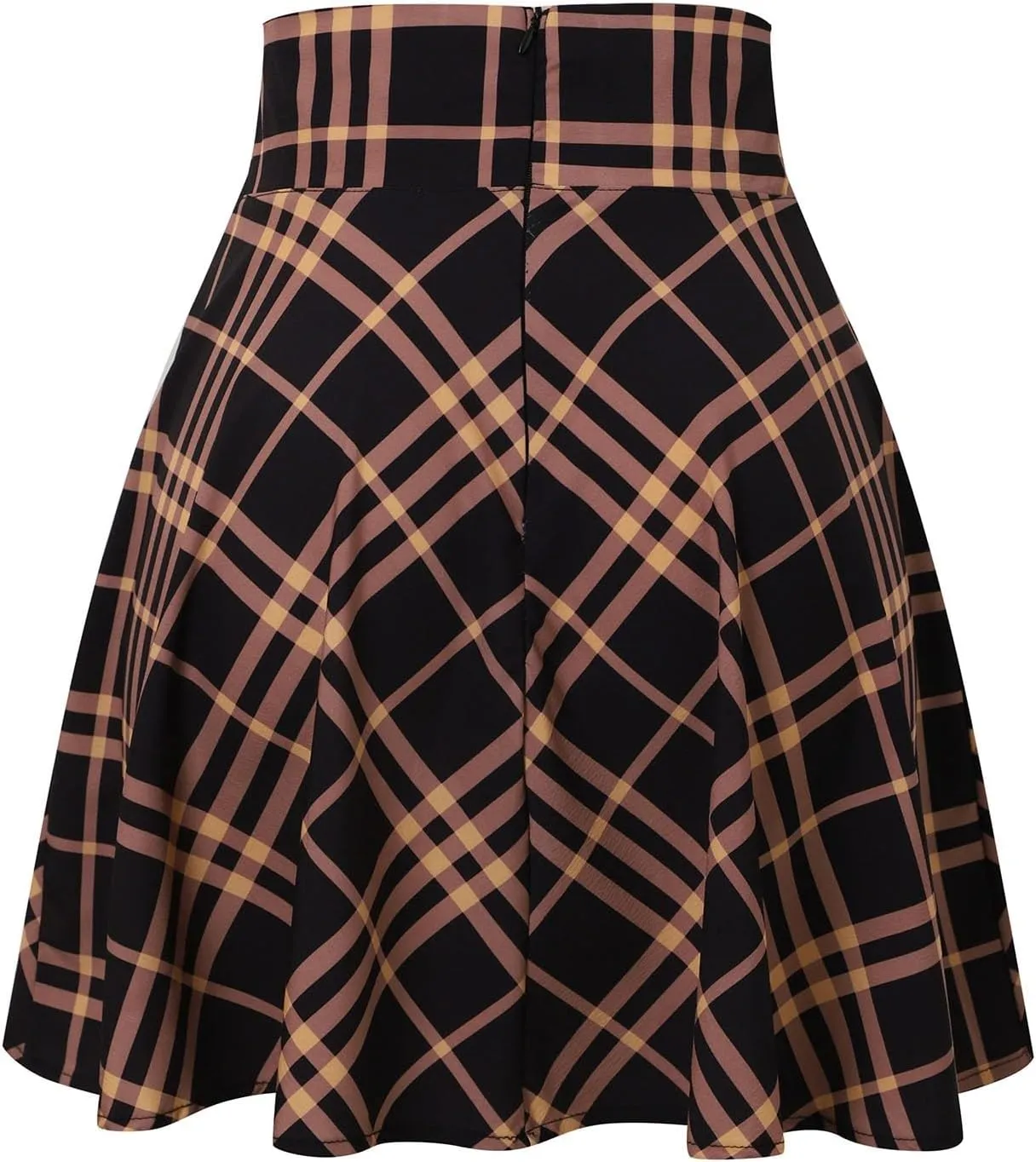 Summer Skirt for Women Trendy Plaid Tummy Control High Waist Back Zipper A-Line Pleated Maxi Short Skirts for Girls