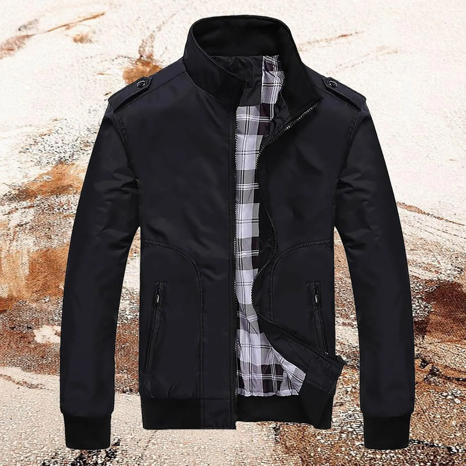 SUWBMHWE Men's Casual Shell Jacket Zip Up Windbreaker Outdoor Recreation Coat Bomber Jacket Coat Fall Winter Jackets for Men
