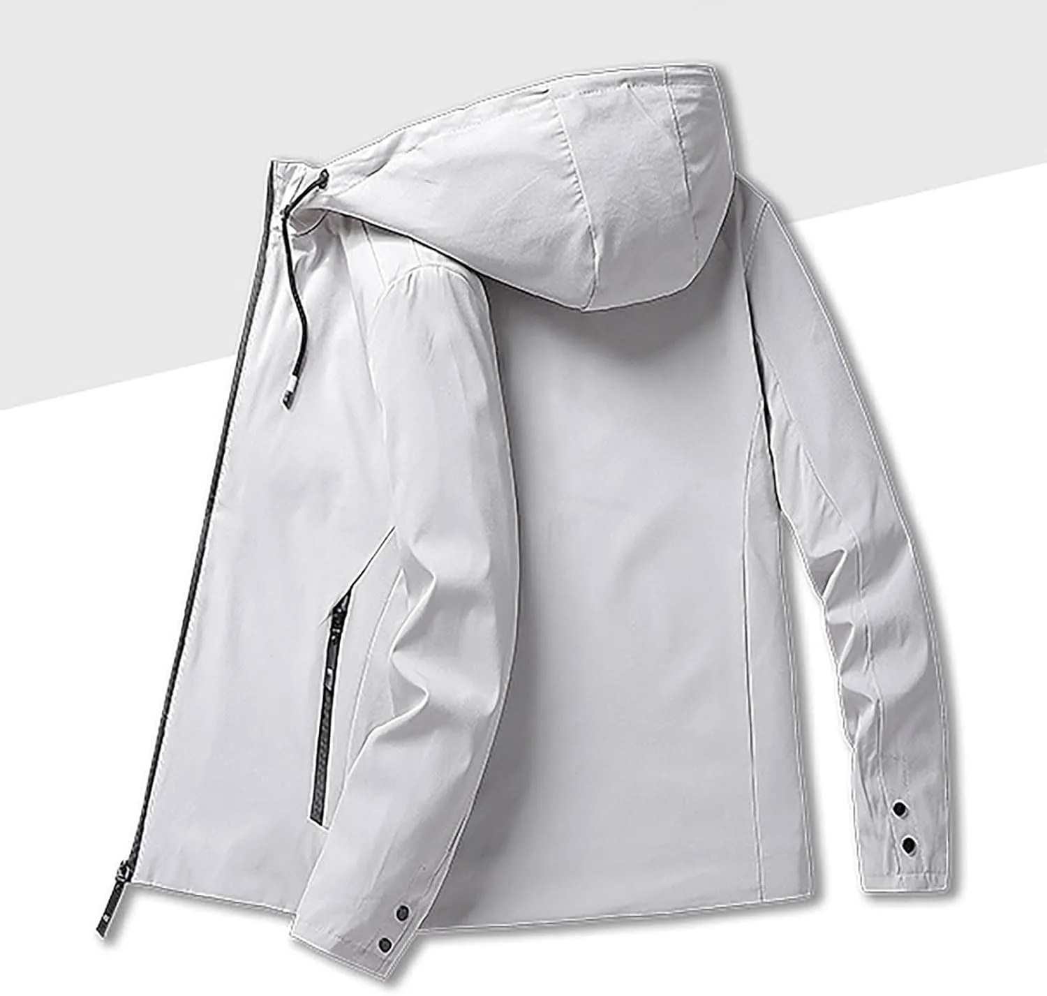 SUWBMHWE Mens Lightweight Hooded Softshell Waterproof Rain Jacket Breathable Raincoat Shell for Outdoor Mountain Hiking