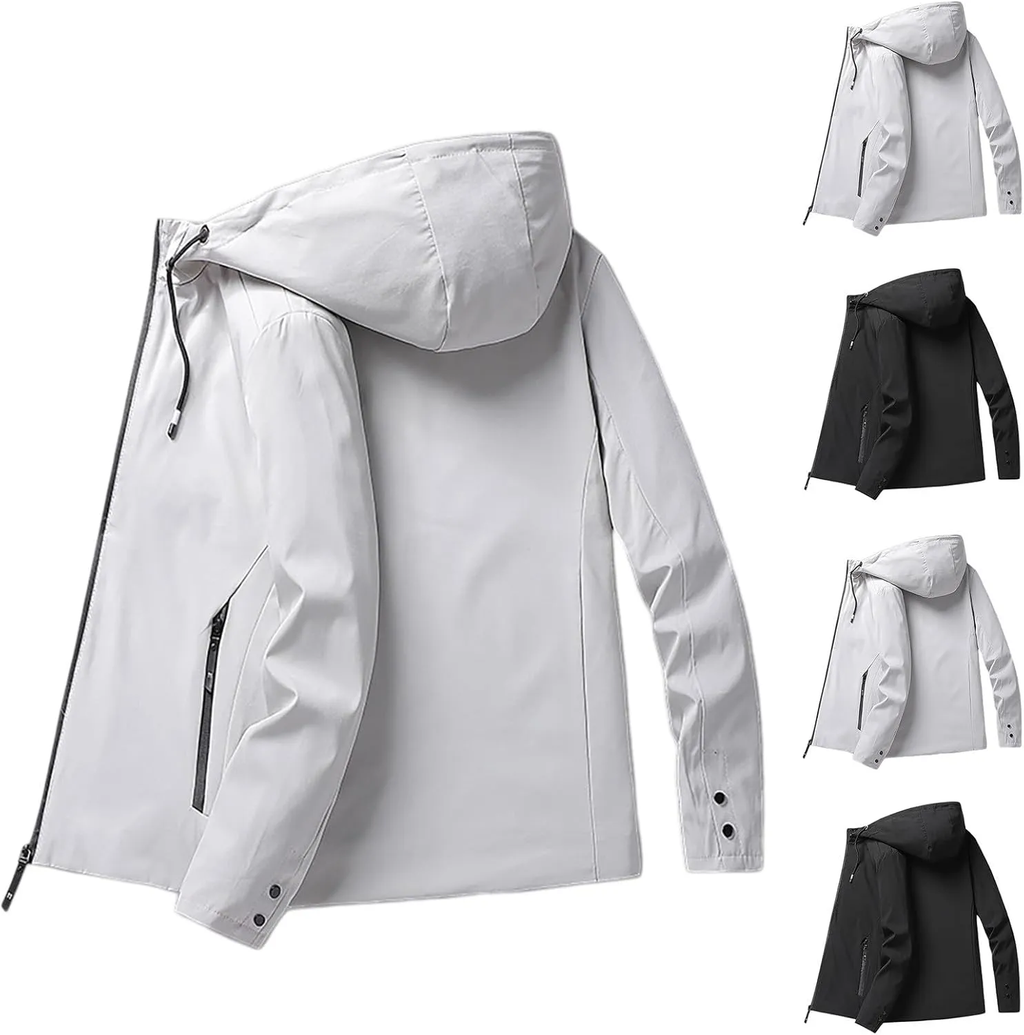 SUWBMHWE Mens Lightweight Hooded Softshell Waterproof Rain Jacket Breathable Raincoat Shell for Outdoor Mountain Hiking