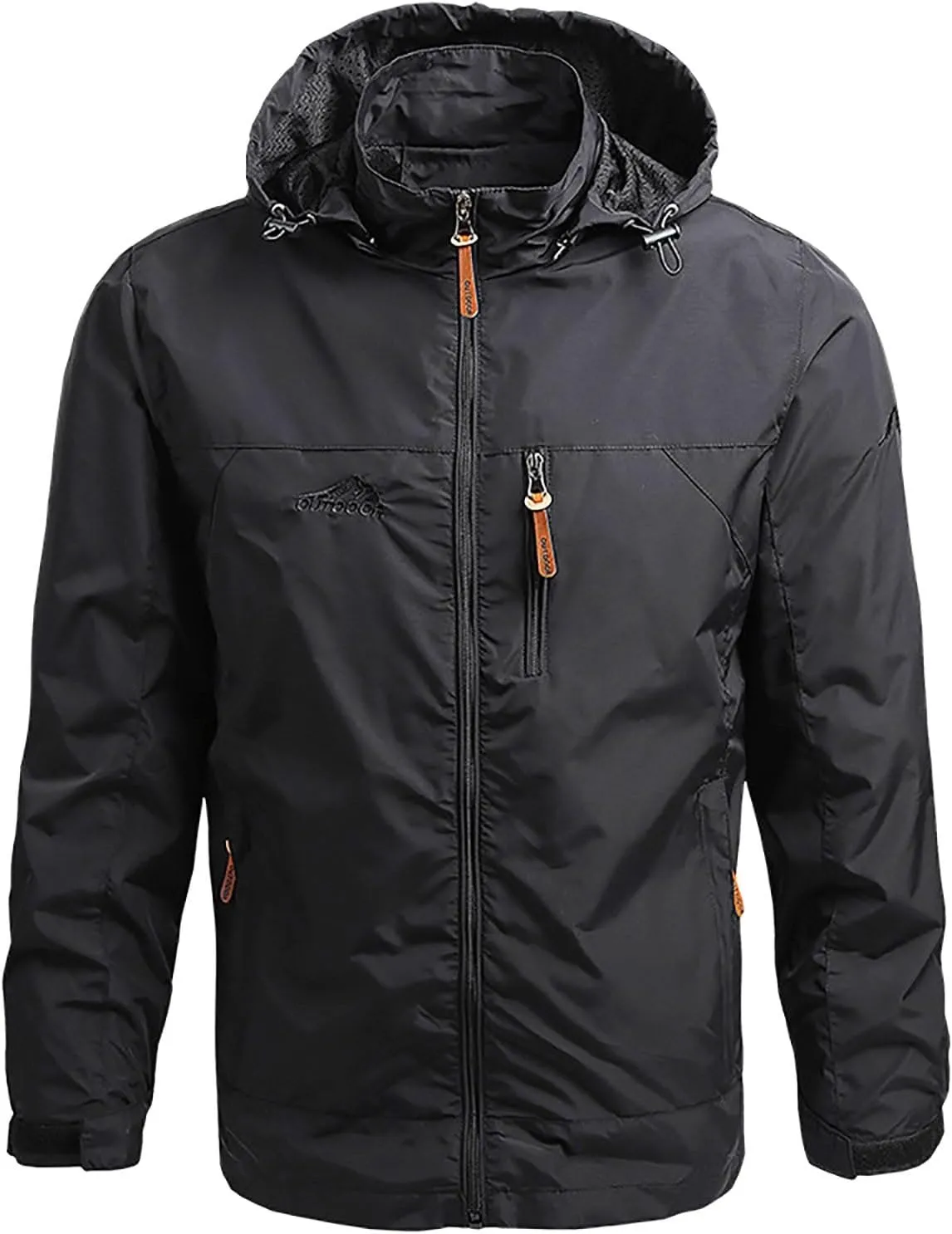 SUWBMHWE Men’s Tactical Jacket Lightweight Waterproof Windproof Jacket Hooded Zipper Windbreaker Hiking Running Coat