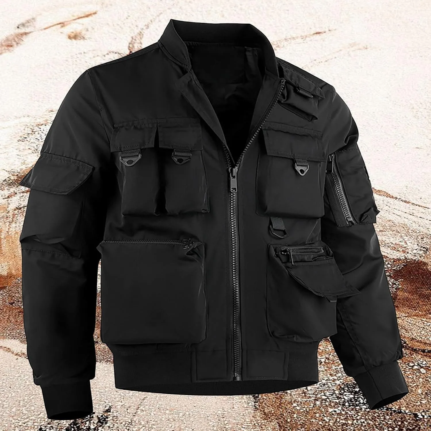 SUWBMHWE Men's Tactical Waterproof Jacket Military Jacket Outdoor Army Jackets for Men with 9 Multi-Pockets Outwear Coat