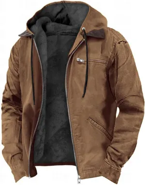 SUWBMHWE Mens Winter Jacket Sherpa Warm Coats Fleece Zipper Hoodie Big and Tall Heavyweight Fall Outfits with Pockets