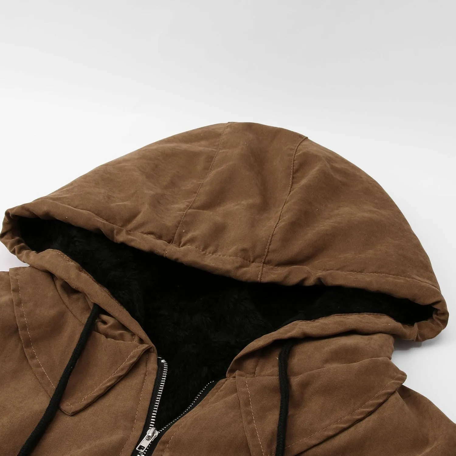 SUWBMHWE Mens Winter Jacket Sherpa Warm Coats Fleece Zipper Hoodie Big and Tall Heavyweight Fall Outfits with Pockets