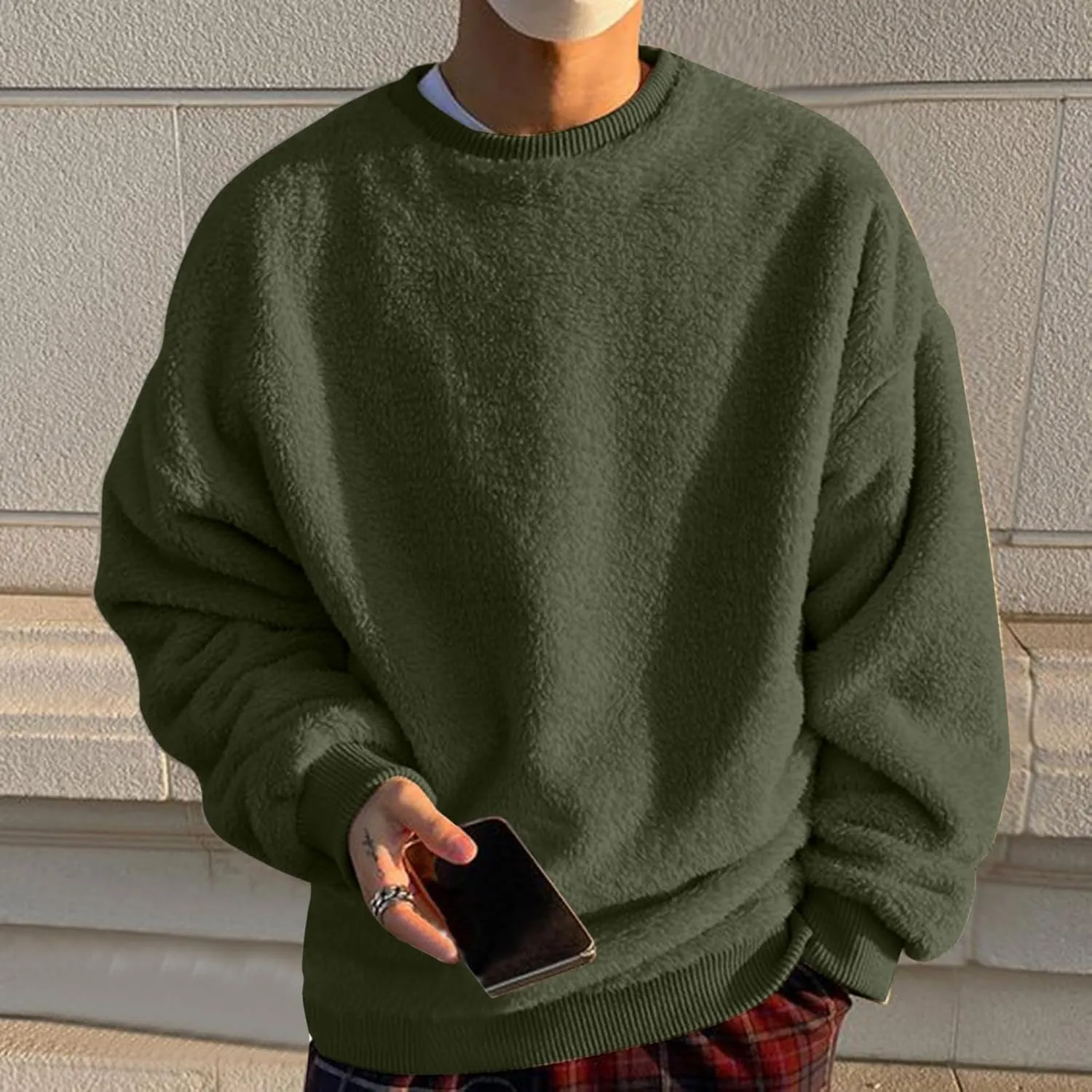 Sweaters for Men, Men's Crewneck Sweater Soft Casual Sweaters for Men Solid Color Classic Pullover Sweaters Sweatshirt