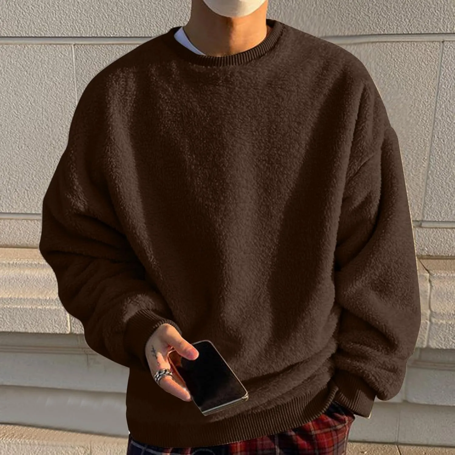 Sweaters for Men, Men's Crewneck Sweater Soft Casual Sweaters for Men Solid Color Classic Pullover Sweaters Sweatshirt