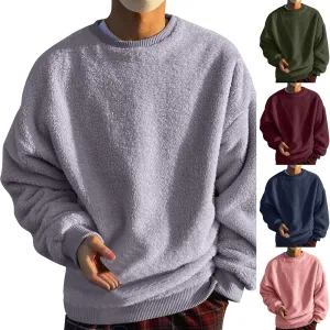Sweaters for Men, Men's Crewneck Sweater Soft Casual Sweaters for Men Solid Color Classic Pullover Sweaters Sweatshirt