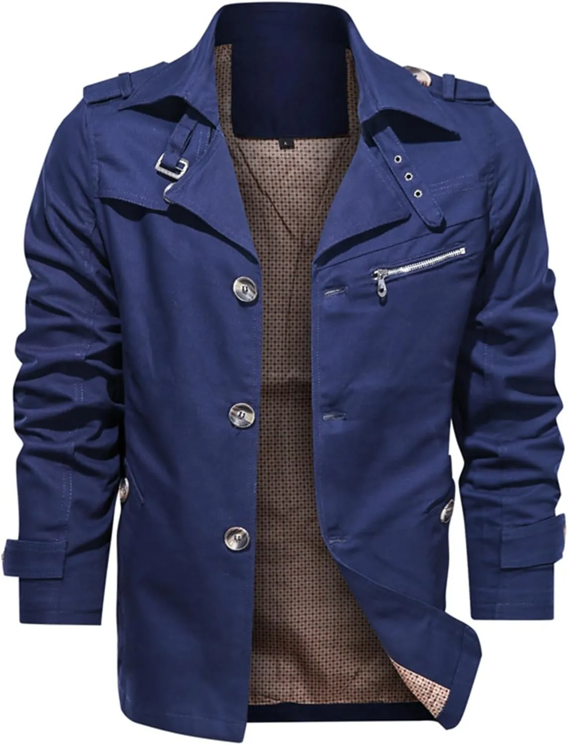 Thatrich Men's Windbreaker Jacket Lightweight Bomber Jackets Winter Cargo Coat Slim Fit Motorcycle Jacket Trendy Coat Outwear