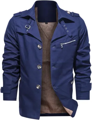 Thatrich Men's Windbreaker Jacket Lightweight Bomber Jackets Winter Cargo Coat Slim Fit Motorcycle Jacket Trendy Coat Outwear