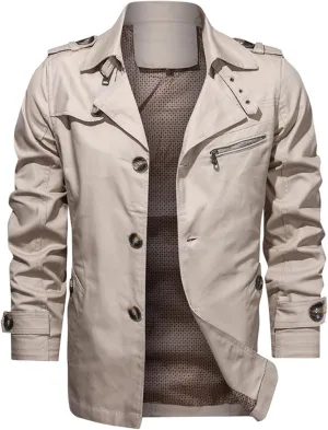 Thatrich Men's Windbreaker Jacket Lightweight Bomber Jackets Winter Cargo Coat Slim Fit Motorcycle Jacket Trendy Coat Outwear