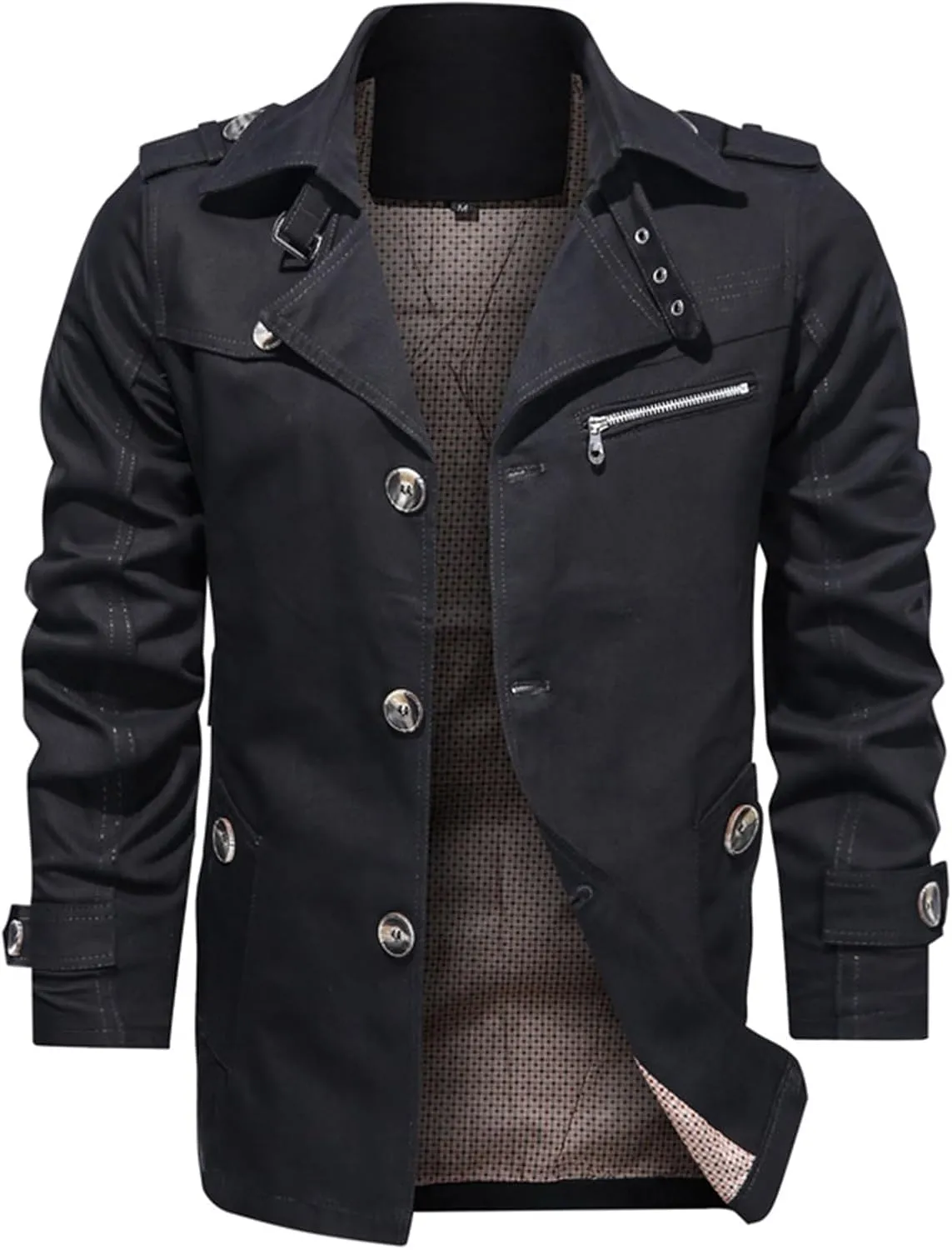 Thatrich Men's Windbreaker Jacket Lightweight Bomber Jackets Winter Cargo Coat Slim Fit Motorcycle Jacket Trendy Coat Outwear