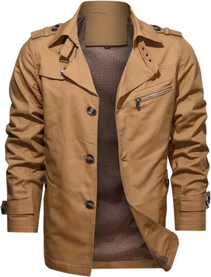 Thatrich Men's Windbreaker Jacket Lightweight Bomber Jackets Winter Cargo Coat Slim Fit Motorcycle Jacket Trendy Coat Outwear
