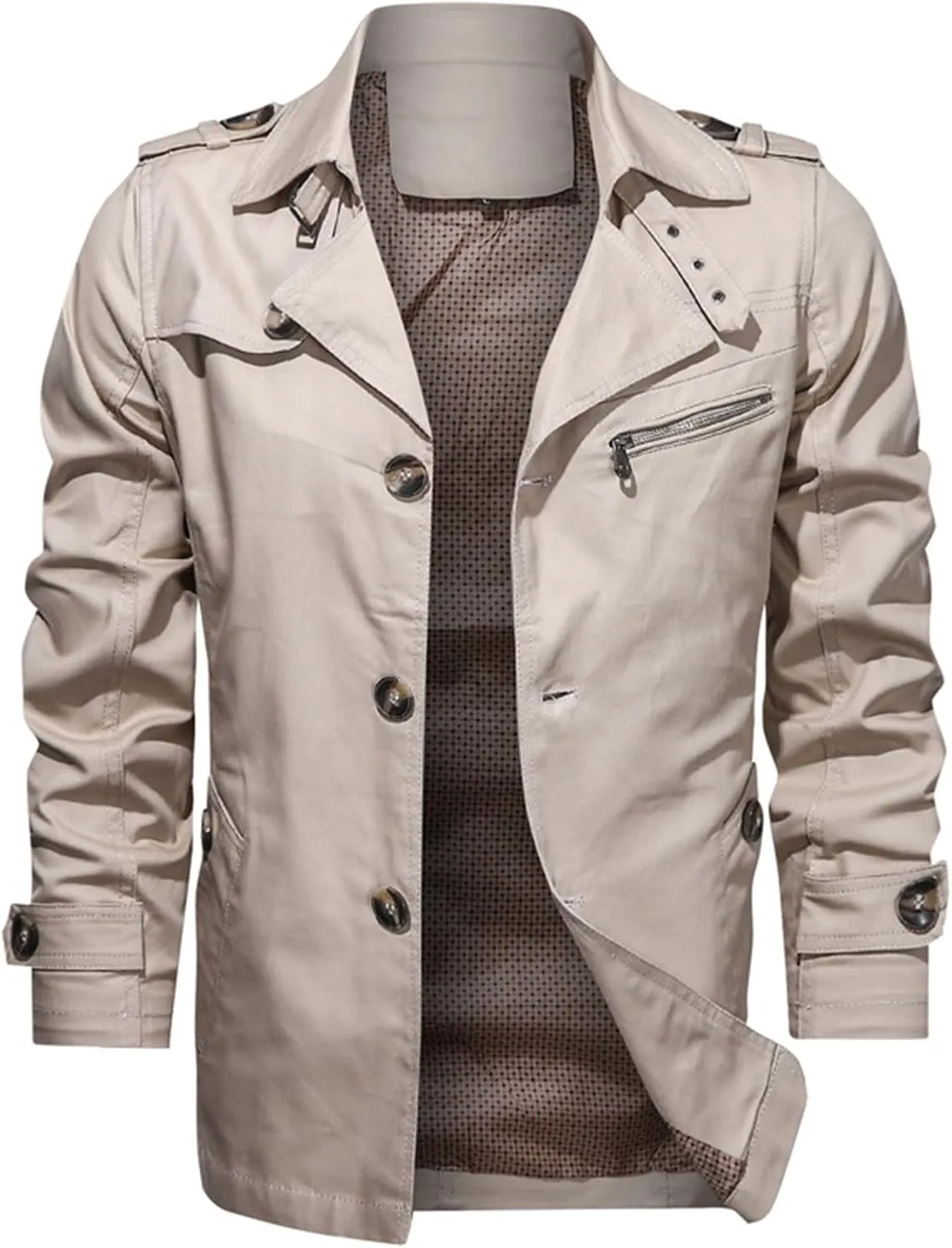 Thatrich Men's Windbreaker Jacket Lightweight Bomber Jackets Winter Cargo Coat Slim Fit Motorcycle Jacket Trendy Coat Outwear