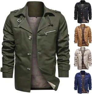 Thatrich Men's Windbreaker Jacket Lightweight Bomber Jackets Winter Cargo Coat Slim Fit Motorcycle Jacket Trendy Coat Outwear