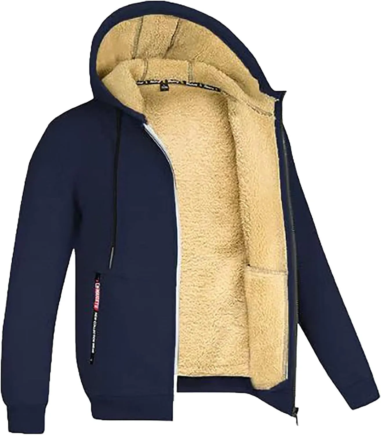 Thermal Jacket, Men'S Fleece Sherpa Jacket Fleece Lined Soft Cardigan Winter Coats Full Zip Hooded Jackets