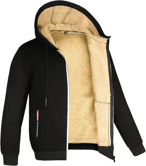 Thermal Jacket, Men'S Fleece Sherpa Jacket Fleece Lined Soft Cardigan Winter Coats Full Zip Hooded Jackets